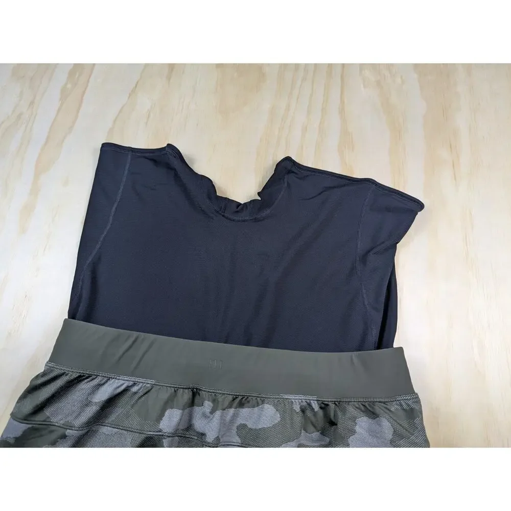 Lululemon Men's XL Pace Breaker Lined Short Green Camo Athletic Gym Zip Pocket